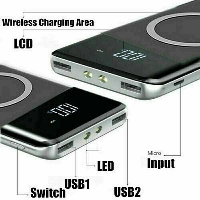 Banco de alimentación inalámbrico Qi respaldo cargador portátil rápido batería externa Foto 3 de 4