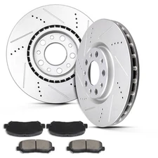 Front Drilled & Slotted Brake Rotors + Ceramic Pads For Dodge Dart 2013-2016