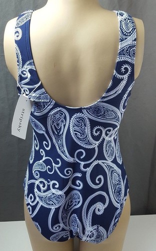 Womens sz L One Piece Paisley bathing suit Swimsuit dark blue nwts 1118-bb13 - Picture 5 of 7