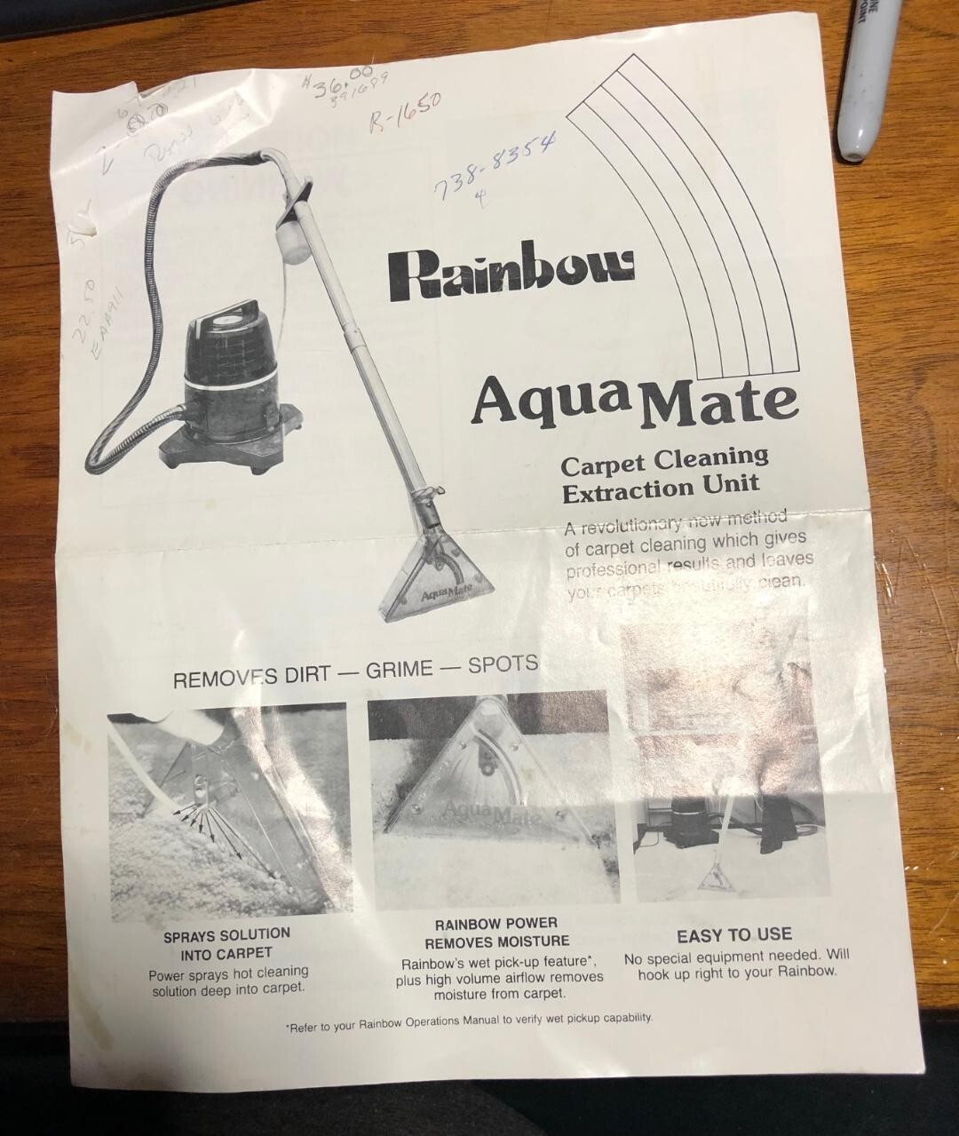 Vintage Rainbow Vacuum Parts & Service Manual + Aqua Mate Brochure eBay