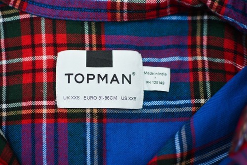 Topman Men's Button Up TOP Plaid Shirt Long Sleeve Flannel Size XXS Authentic - Picture 6 of 7