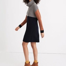 MADEWELL Colorblock Sweater Dress Turtleneck Work 