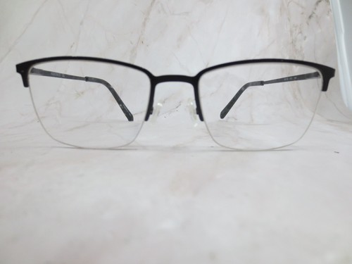 Adensco Eyeglasses Frame AD136 003 Mens Black Metal Rectangle Half Rim 53-19-145