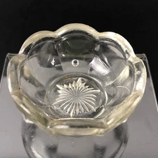 Salt Cellar VTG Antique Open Dip Open Dish Mold Marks Clear GLASS Scalloped Edge