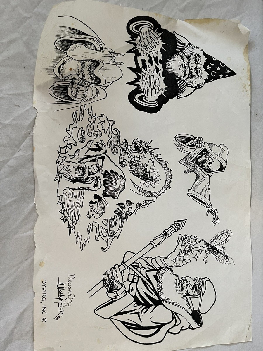 RARE Vintage 1990 TATTOO Flash ART Mid Evil WIZARDS Etc. | eBay