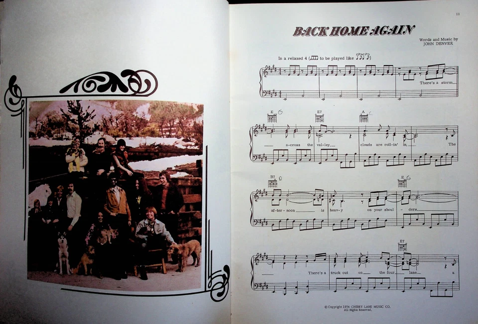 John Denver Back Home Again 1974 Piano Vocal Guitar Music Sheet Book - Image 3 of 4