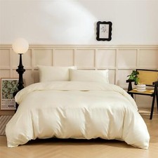 3 Pcs Satin Duvet Cover With Zipper Closure Bedding Luxury Rich Silky Reversible