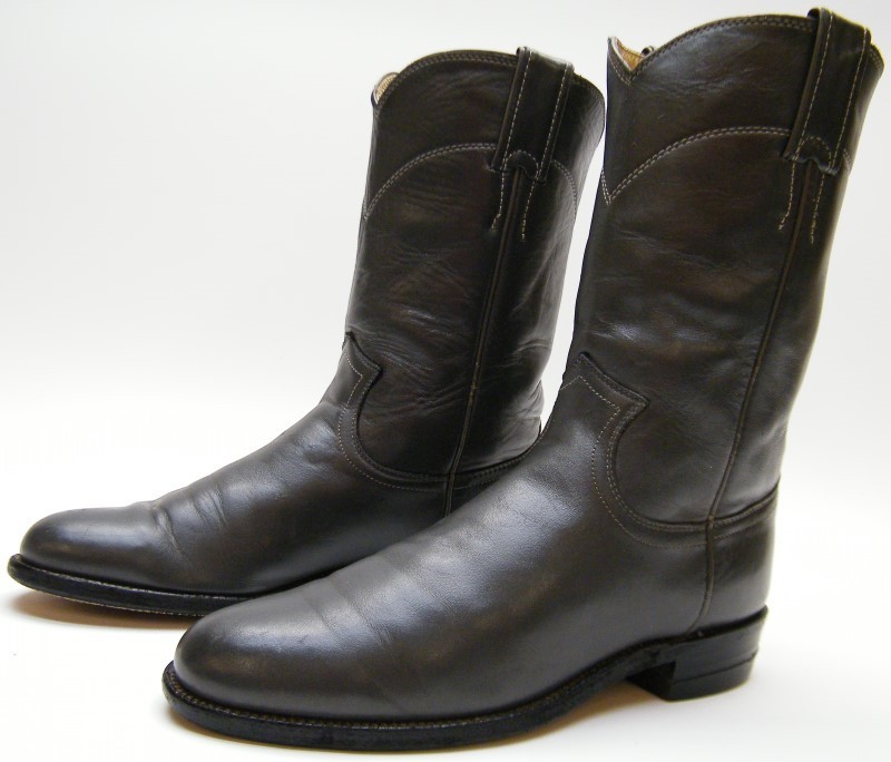 WOMENS JUSTIN 3056 GREY GRAY LEATHER ROPER COWBOY WESTERN  display picture 2