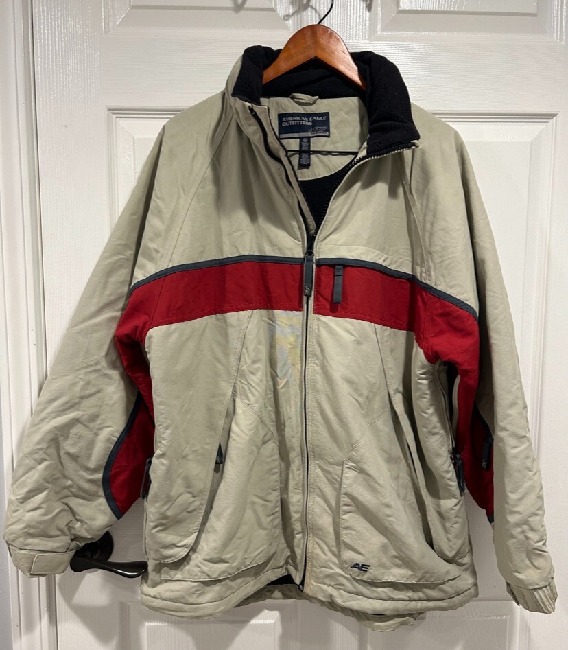 American Eagle Mens Size M Tan Jacket AE77 Nylon Performance