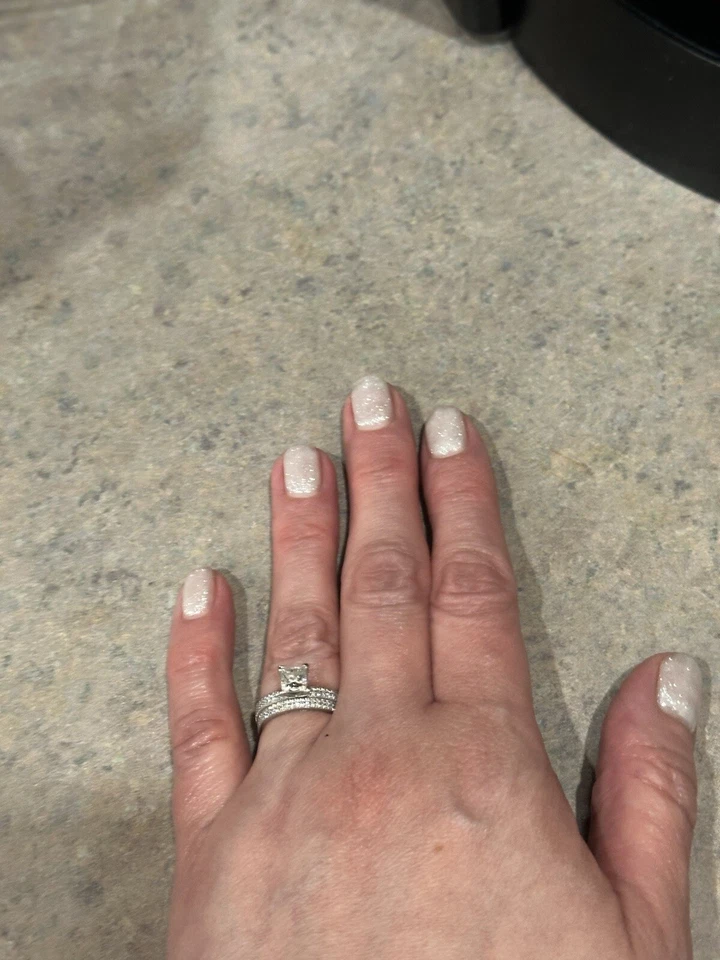 Juego de boda de platino con diamantes naturales, tamaño 5,5, solitario de 1 quilate, 1,59 ctw, soldado Foto 4 de 4