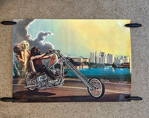 Vintage David Mann poster from easy riders biker magazine.
