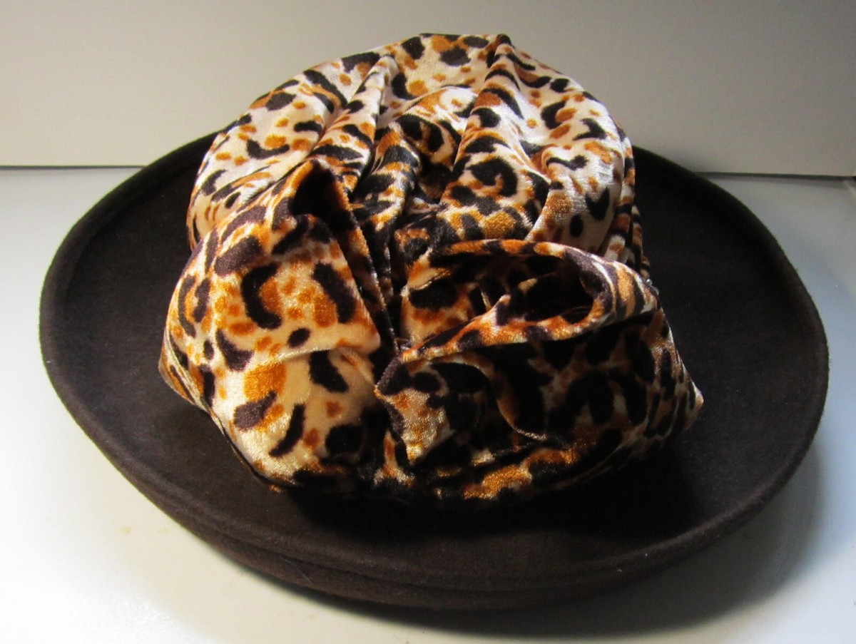 Vintage Hat Whittall &Shon Wool Felt Fedora Black Sequin leopard Print Buttons Petro Leopard Hat | Leopard Fedora Hat | Selentino Hat  main image 3