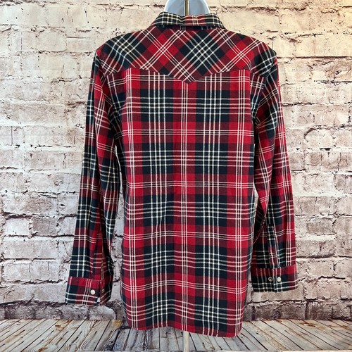 Levi's Kids Red Plaid Long Sleeve Peal Snap Woven Collared Shirt Size L 12-13 yr - Picture 2 of 7