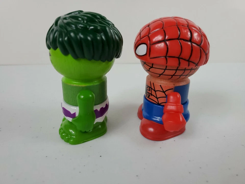 Play Town 2007 Marvel Spider-man & Friends Real Wood Figure Play System Lot of 2 - Image 2 of 4