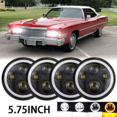 For Cadillac Eldorado 1958-1974 4PCS 5.75'' 5-3/4 Inch LED Headlights HI/LO DRL