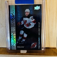Tyce Thompson 2021-22 UD Black Obsidian Rookies #OR30 /349 New Jersey Devils