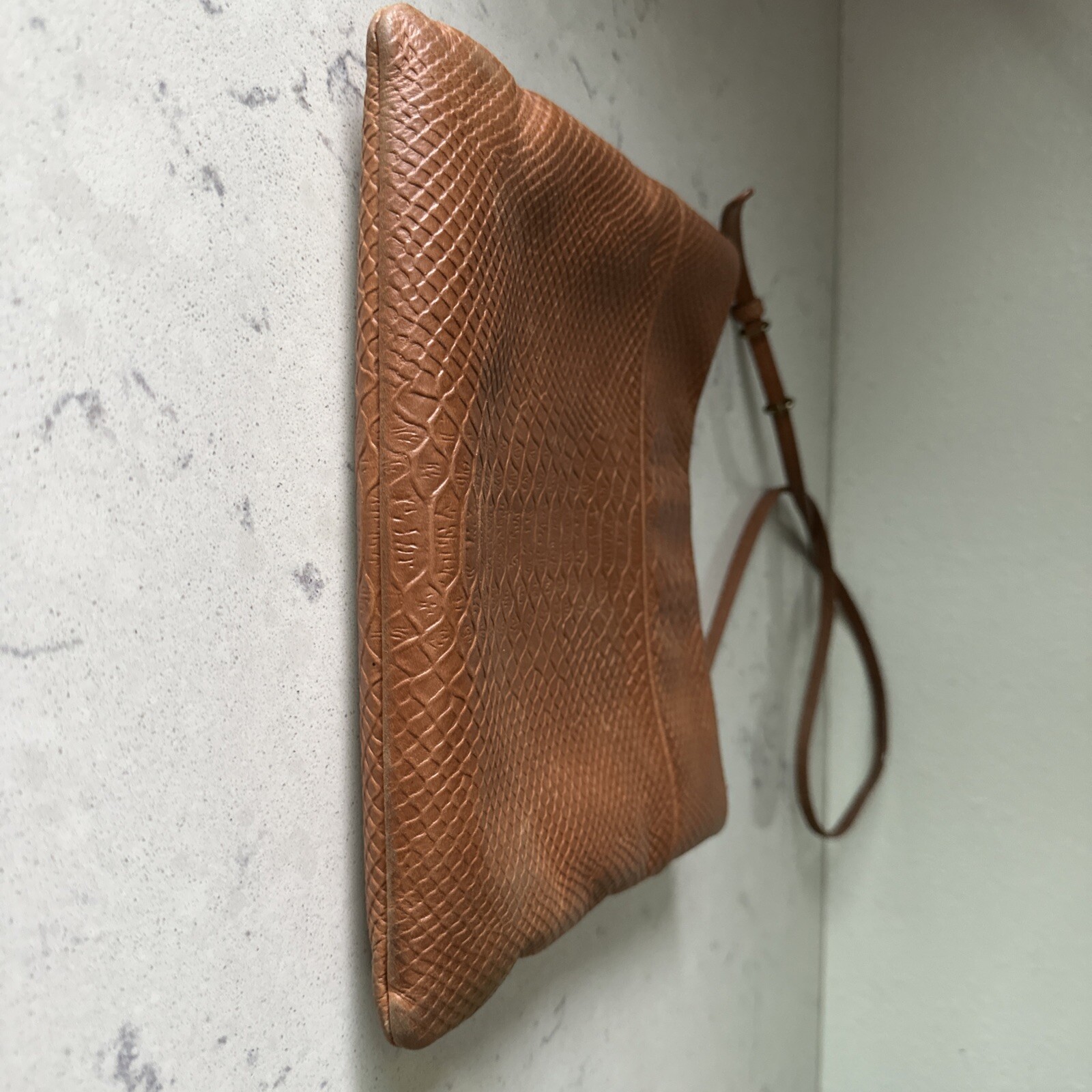 THE SAK  Python Embossed Leather Tan Crossbody Ha… - image 5