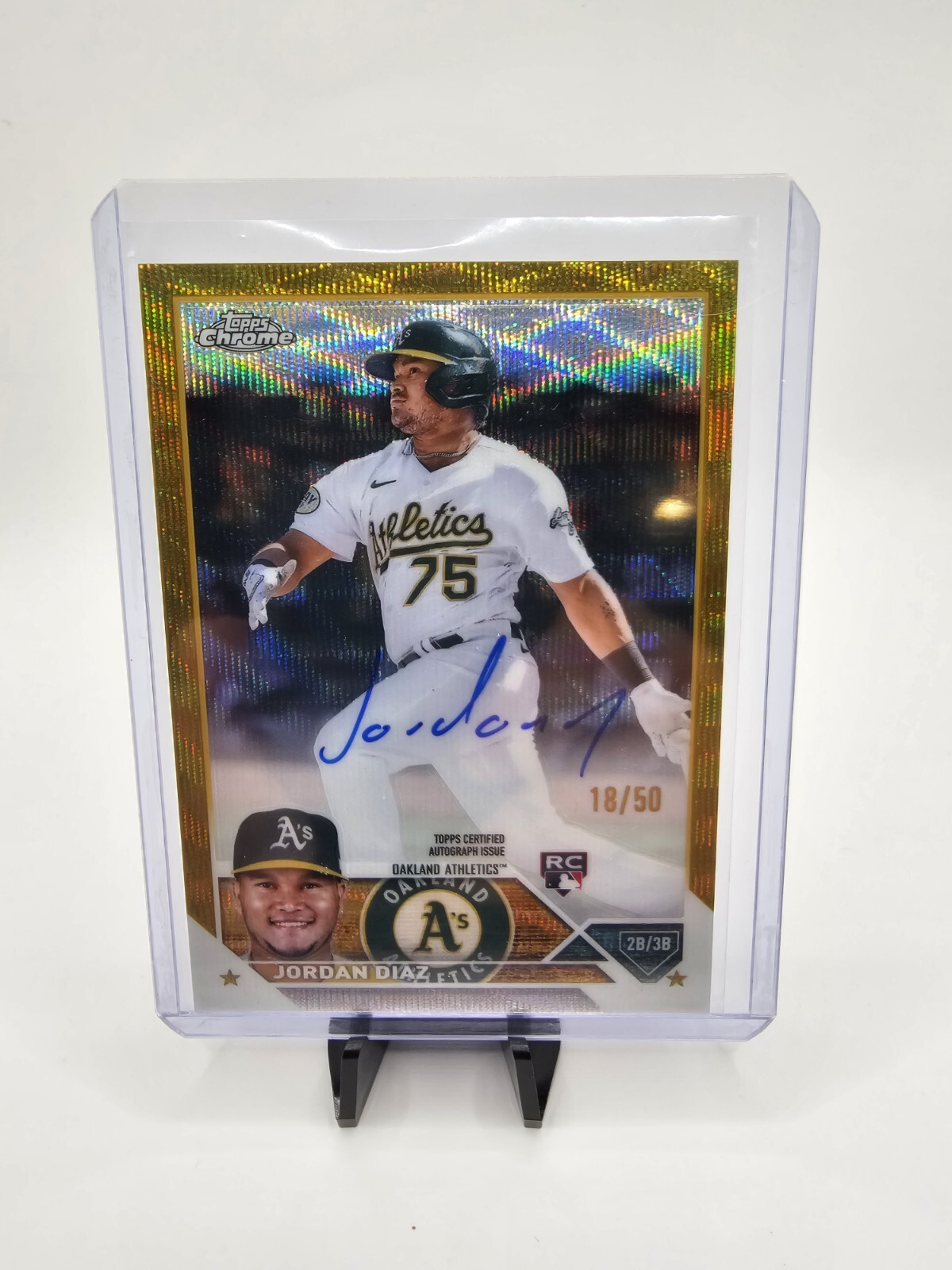 2023 Topps Chrome - Rookie Autographs Gold Wave #RA-JDI Jordan Diaz /50