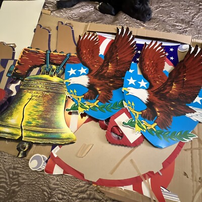 Vintage LOT 23 Beistle-  JULY 4th Die Cut Patriotic Decorations-Honeycomb Tissue