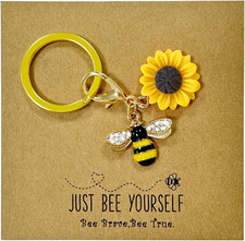 Keychain Sunflower Bee Bag Charms Purse,Key Chains-Car Keyrings Womens Cute,Ieat