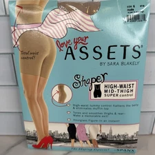 Spanx Love Your Assets Shaper Shorts Womens 6 Nude High Waist Mid Thigh Super
