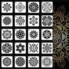 Mandala Stencils for Painting, 20PCS 3 Inch Plastic Small Stencils for Crafts...