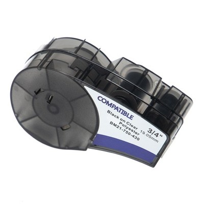 Schriftband Ersatz für Brady M21-750-430-WT-CL Schwarz/Klar Poly 19,05mm 6,4m