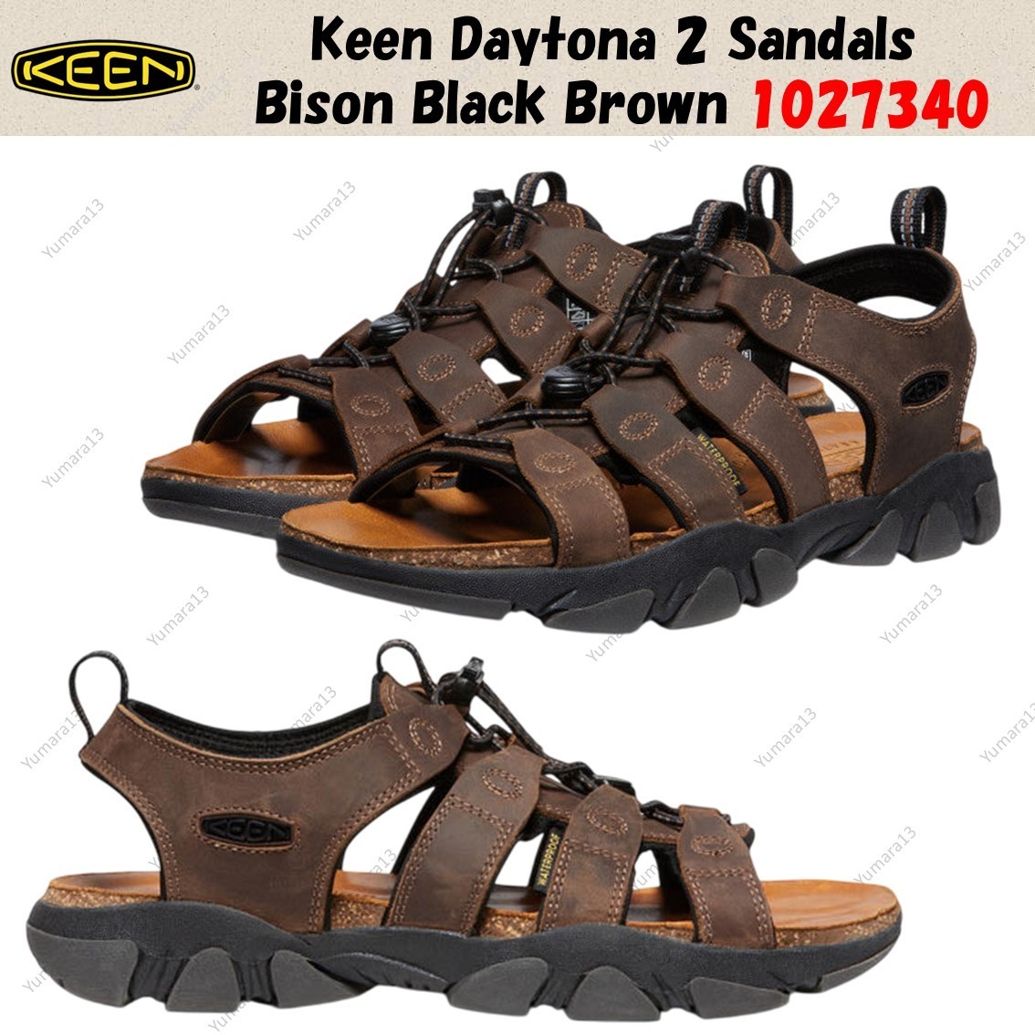 Keen Daytona 2 sandali bisonte nero marrone 1027340 taglia uomo