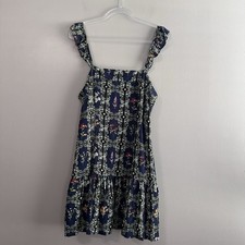 Aguabendita x Target Navy Blue Green Floral Tile Mini Dress Womens Large