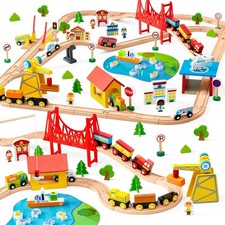 117Pcs Wooden Train Tracks Lot Railway Pieces Set Play for Thomas the Train Brio