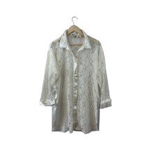 Vintage Victoria's Secret Gold Label Small Button Sleep Shirt Lace Womens READ