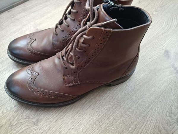 Women Ecco Boots Brown Leather 38 #3QQP