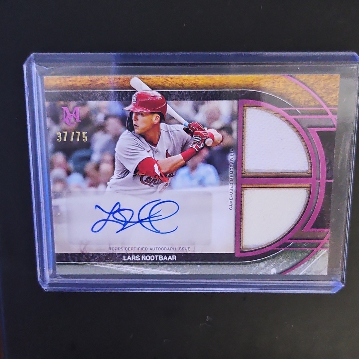 Topps Lars Nootbaar ラーズ ヌートバー Auto サイン 2025 Topps Museum Lars Nootbaar Dual Relic Autograph Pink /75