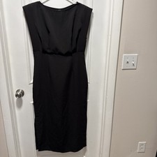 SHEIN Womens Long Black Sleeveless Sheath Dress Sz L Side Slits~Side Zip Stretch