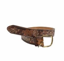Tony Lama Vintage Brown Floral Tooled Leather Belt Size 26