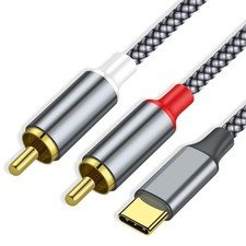 USB C to 2 RCA Audio Cable, USB C Male to 2RCA Male Aux Auxiliary Stereo Spli...