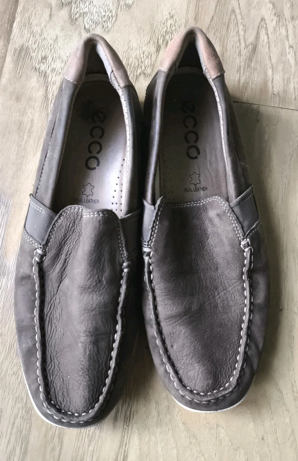 Mocassini slip on Ecco donna taglia UK 6 EU 39 scarpe in pelle marrone