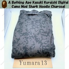 A Bathing Ape Kazuki Kuraishi Digital Camo Mod Shark Hoodie Charcoal