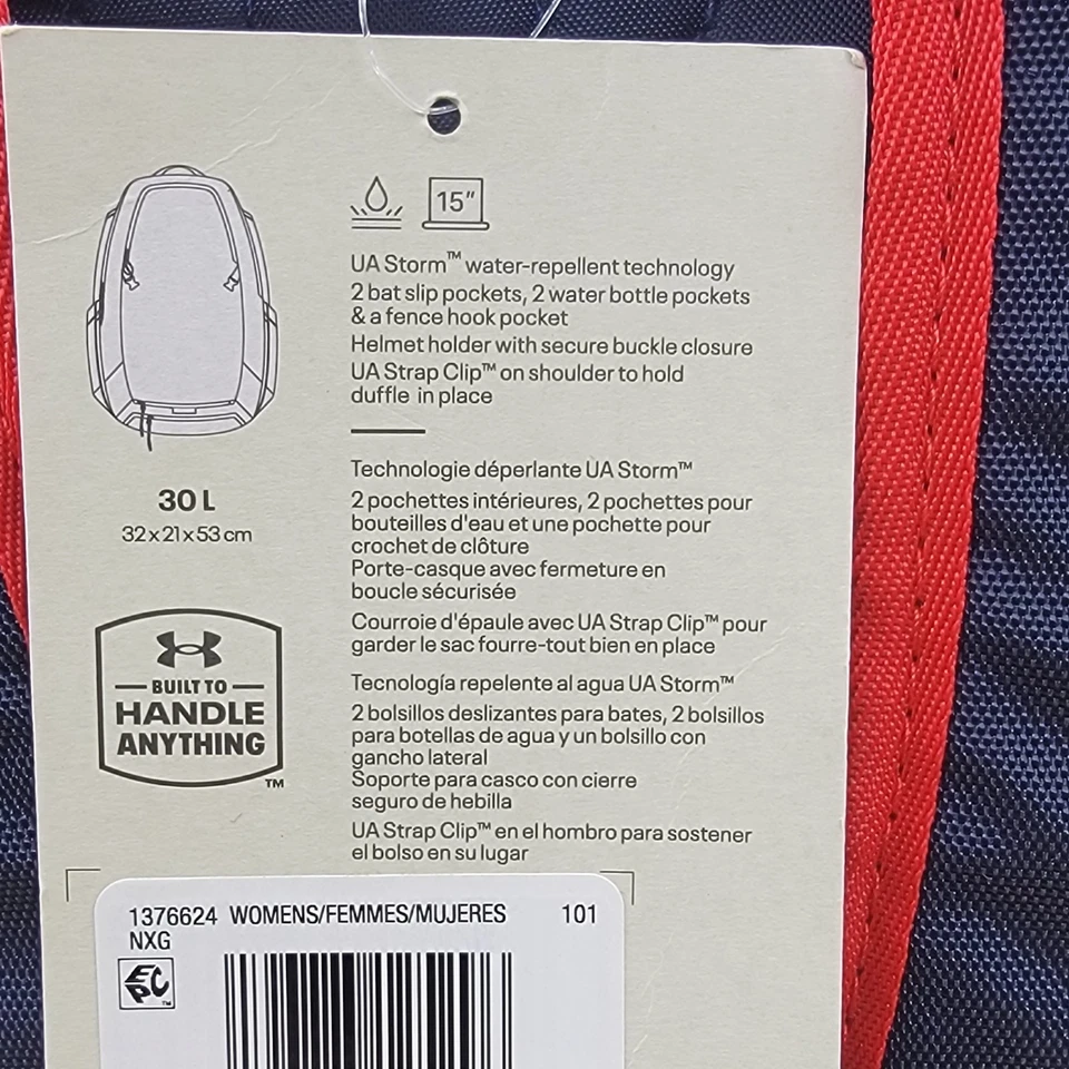 Mochila utilitaria de softbol Under Armour Storm bolsa de murciélago botines para niñas y mujeres nueva Foto 3 de 4