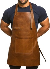 HEAVEN HUSH Genuine Leather Apron for Men, Adjustable Straps Tool Pockets, ...