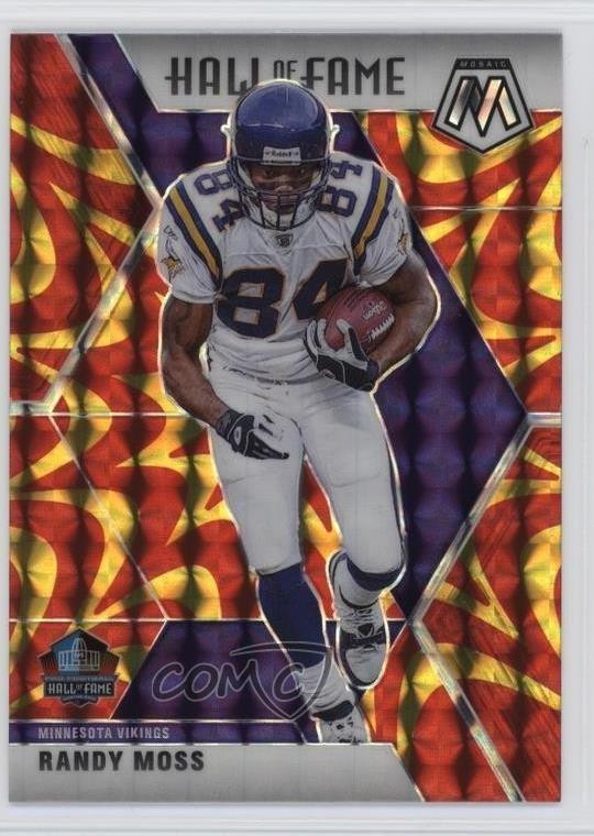 2020 Panini Mosaic Hall of Fame Reactive Gold Prizm Randy Moss #283 HOF 14mg