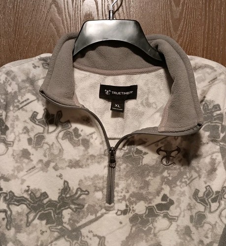 True Timber Women's Sweatshirt XL White/Gray Soft Fleece 1/4 Zip Pullover Logo - Picture 4 of 8