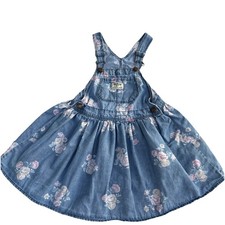 OshKosh B'Gosh Vestbak Floral Overall Blue Skirt Spring Dress 4T