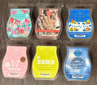 Mixed Lot of 6-3.2 fl. oz Authentic Scentsy Scent Wax Bar Lot Melts As Is