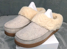 Dearfoams Clog Slippers Women's 11-12 XL Casual Slip On Faux Fur Lining Beige