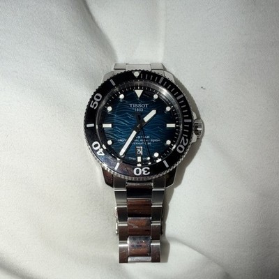 Tissot Seastar 2000Automatic Diver Watch Blue Wave Dial Steel Bracelet Date