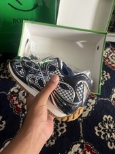 Bottega Veneta Navy/Silver/White Lace-Up Low Top Athletic Sneakers New w/ Box