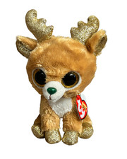 Ty Beanie Boos  GLITZY Christmas Reindeer 6" NWT Stuffed Animal Toy Sparkle Feet
