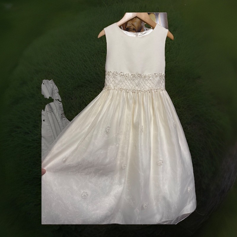 Cinderella Cream Wedding Formal Fit & Flare Dress Flower Girl Sz 6