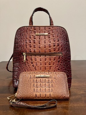 *RARE* Brahmin Felicity Backpack Purse with matching wallet - Brown Caramel  